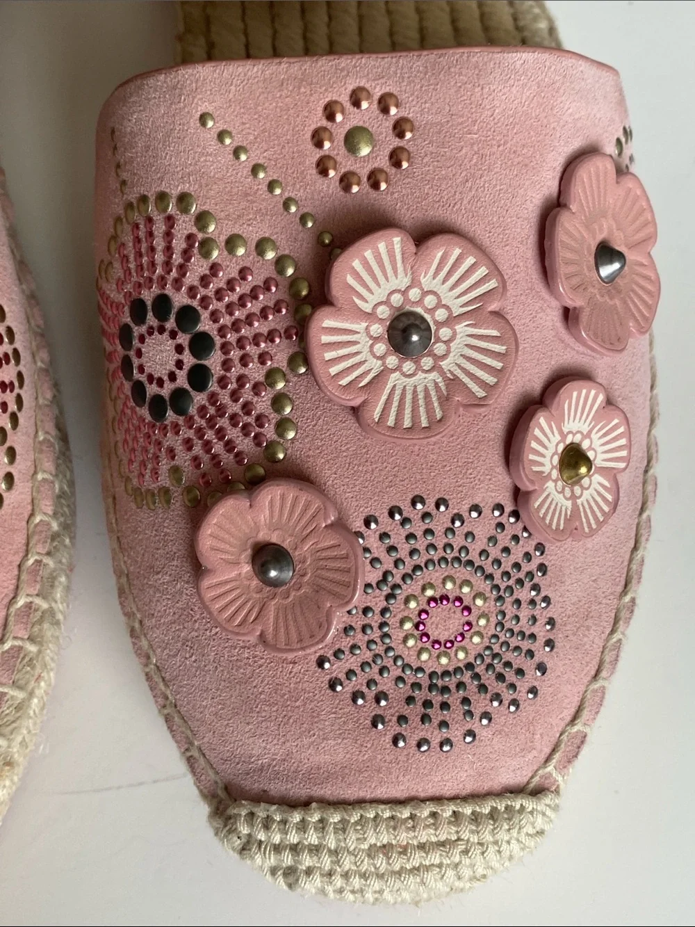 NWOT Coach Tea Rose Suede Espadrilles Size 8